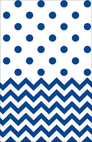Chevron Plastic Tablecover - Bright Royal Blue