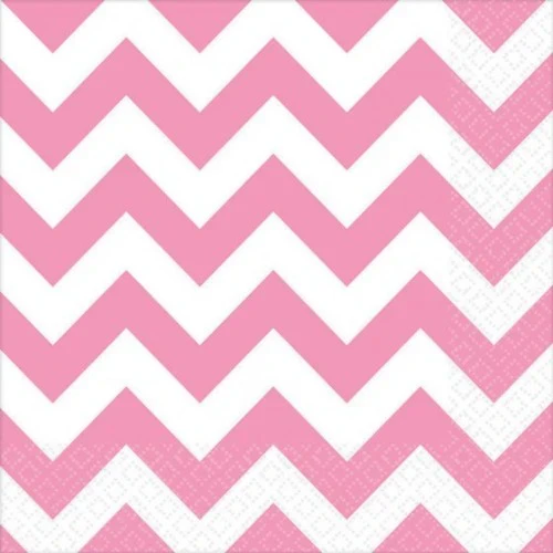 Chevron Lunch Napkins New Pink - Pack of 16
