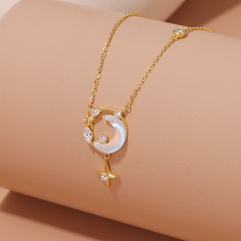 Sterling Silver Star Moon Necklace