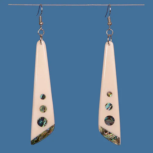 Bone Drop Earrings With Pāua Shell Inlay
