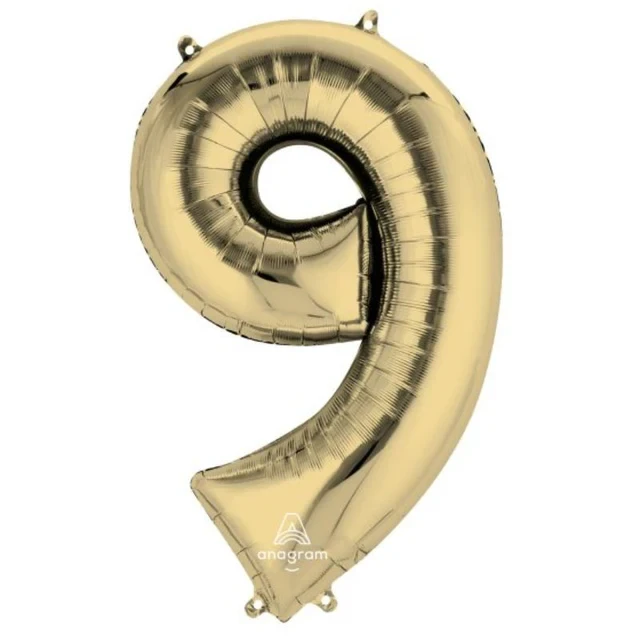 Balloon - SuperShape White Gold Numeral 9.