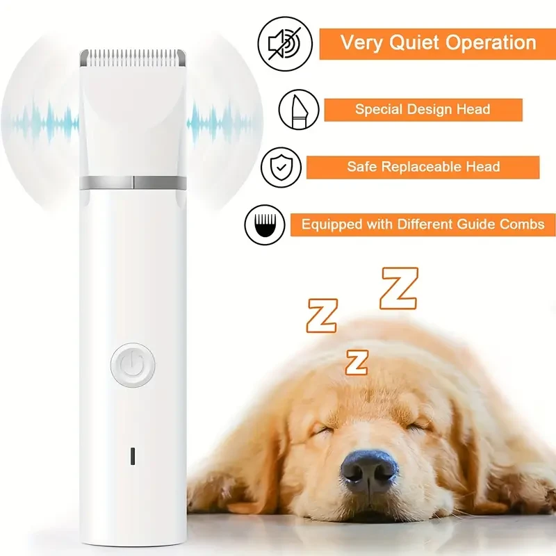 1pc Silent Pet Grooming Kit - Rechargeable