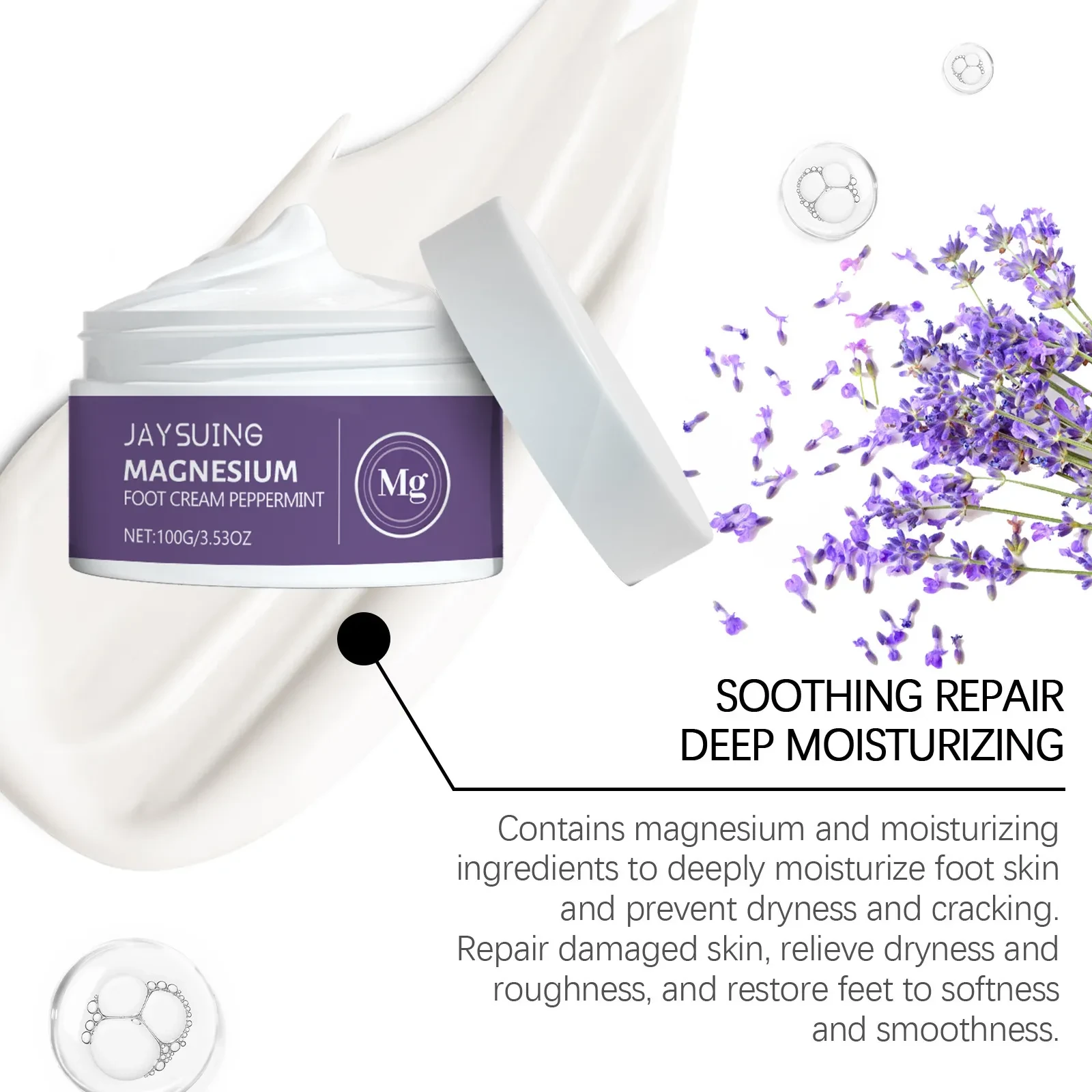 Tea Tree Mint Magnesium Foot Cream Moisturizes Skin