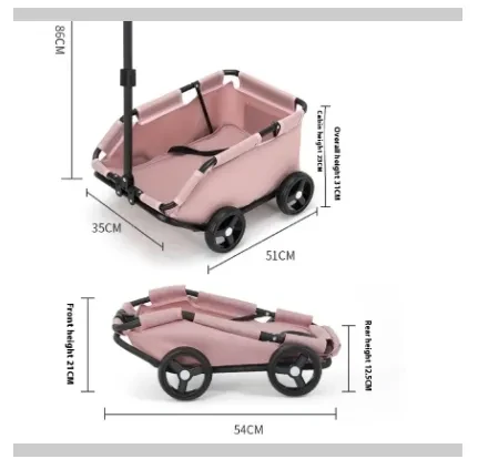 Pet Stroller Dog Cat Trolley Out Small Pet Cart Portable Foldable Storage Car