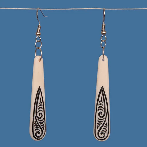 Bone Drop earrings with Black Stain