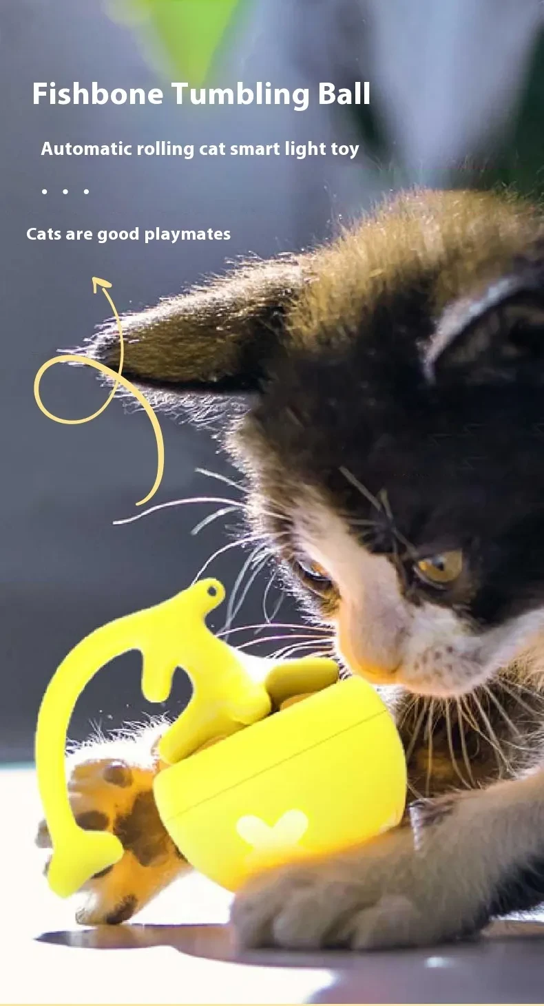 Smart Interactive Cat Toy Ball USB Rechargeable Moving Rolling Ball USB Rechargeable Ball Smart Moving Pets Toy Self-Play Pet Products