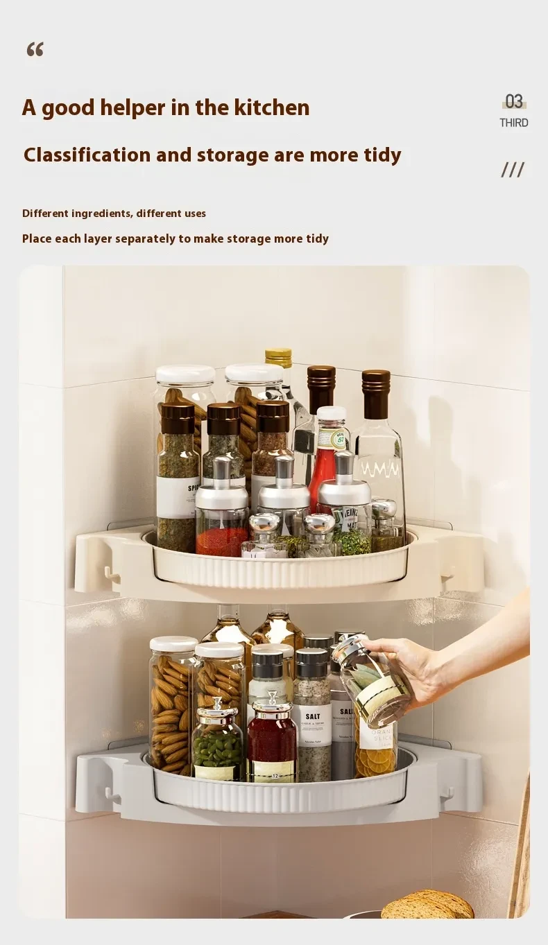 Kitchen Rotating Spice Rack Multi-function Turntable