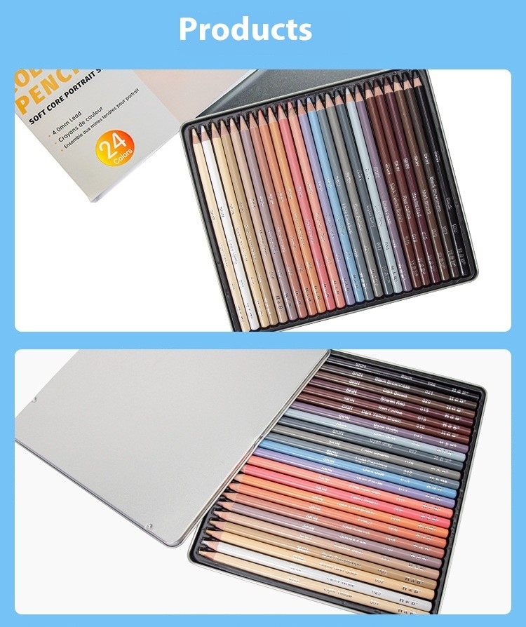24-color Painting Skin Color Pen Hand-painted Portrait Color Pencil Oily Art Supplies