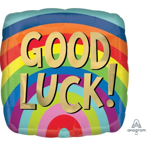 Balloon - 45cm Standard HX Good Luck Rainbow Stripes