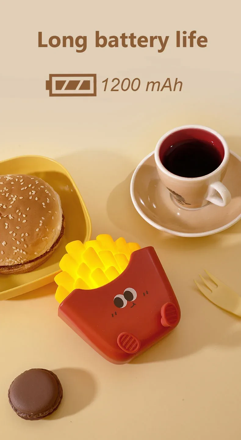 Creative Cute French Fries Night Light Charging Night Rechargeable Lamp Home Decor