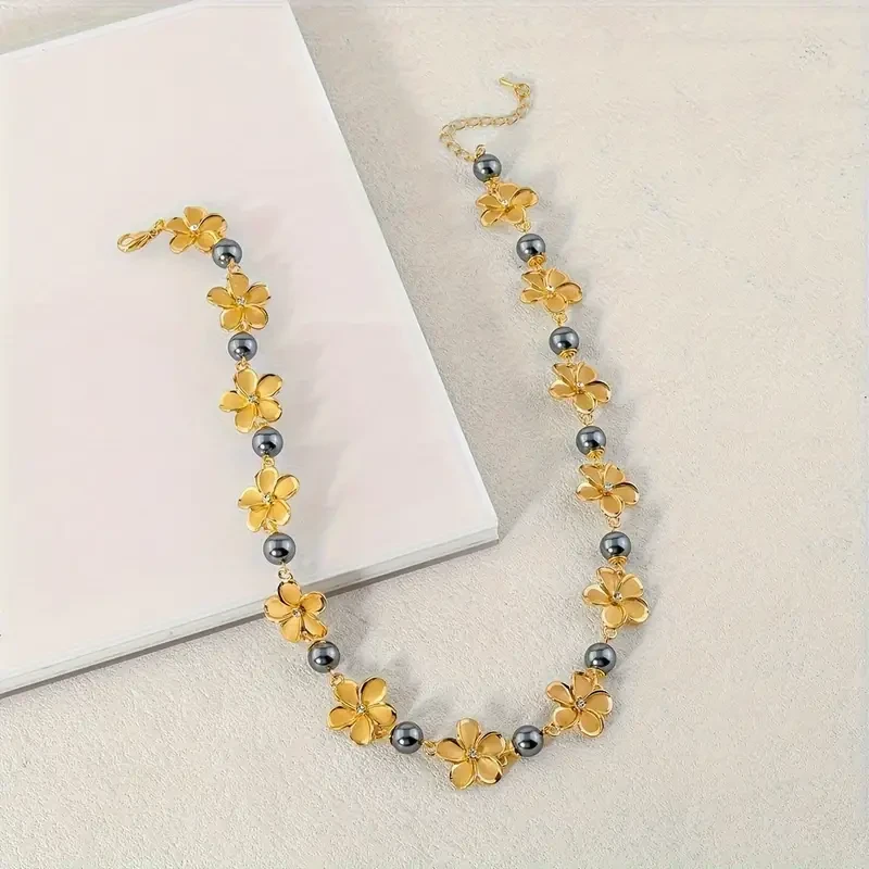 Elegant Hawaiian Plumeria Pearl & Shell Jewelry Set