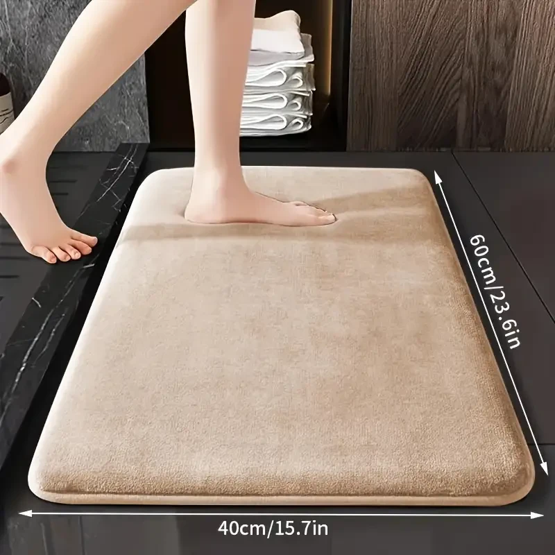 1pc Luxurious Ultra Absorbent Bath Mat - 25D High-Density Soft Sponge, Non-Slip, Quick-Drying, Mildew-Resistant Bathroom Rug