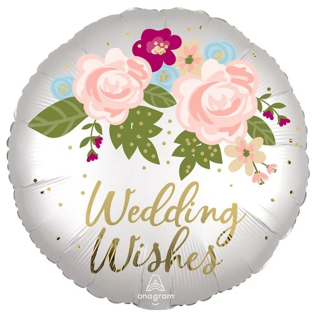 Foil Balloon - STD XL Satin Infused Wedding Wishes Floral (45cm)