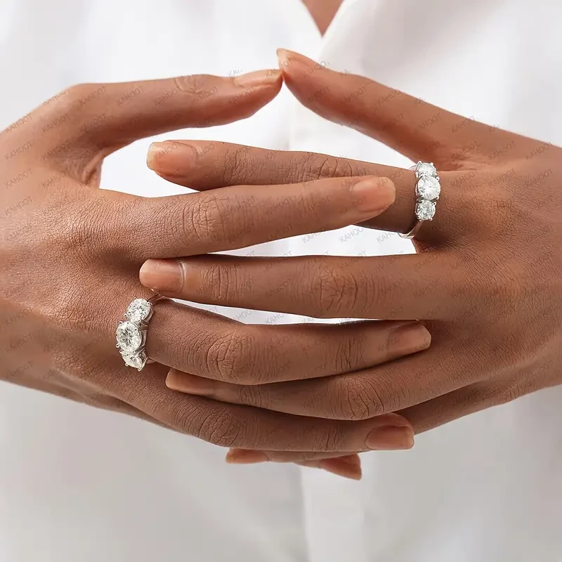 1pc Exquisite 2-4 Carat Real Moissanite Sterling Silver Ring