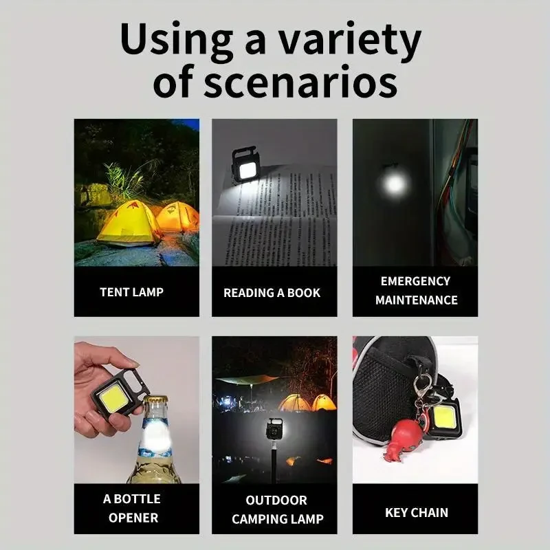 Multifunctional Mini COB Keychain Flashlight