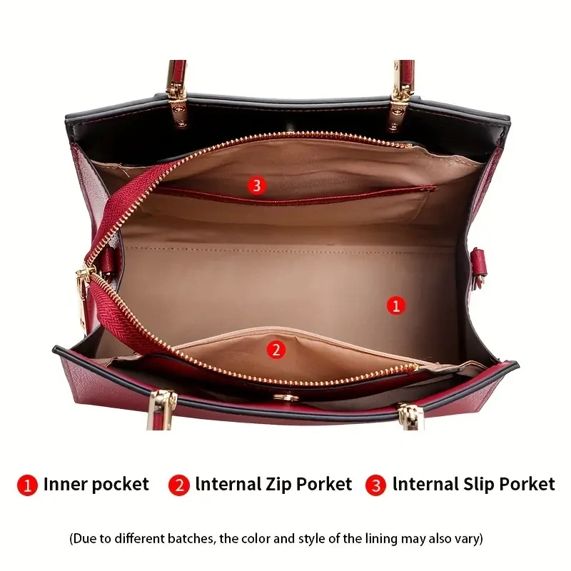 Elegant Wine Red Cowhide Tote Bag