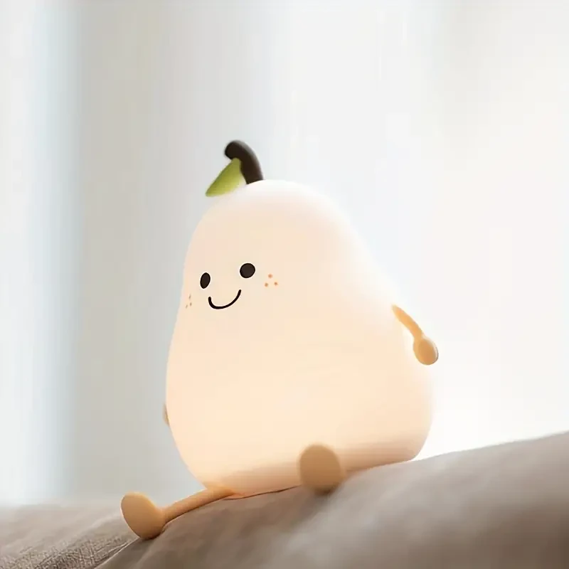 Cute Pear LED Night Light - Multi-Color Bedside Lamp