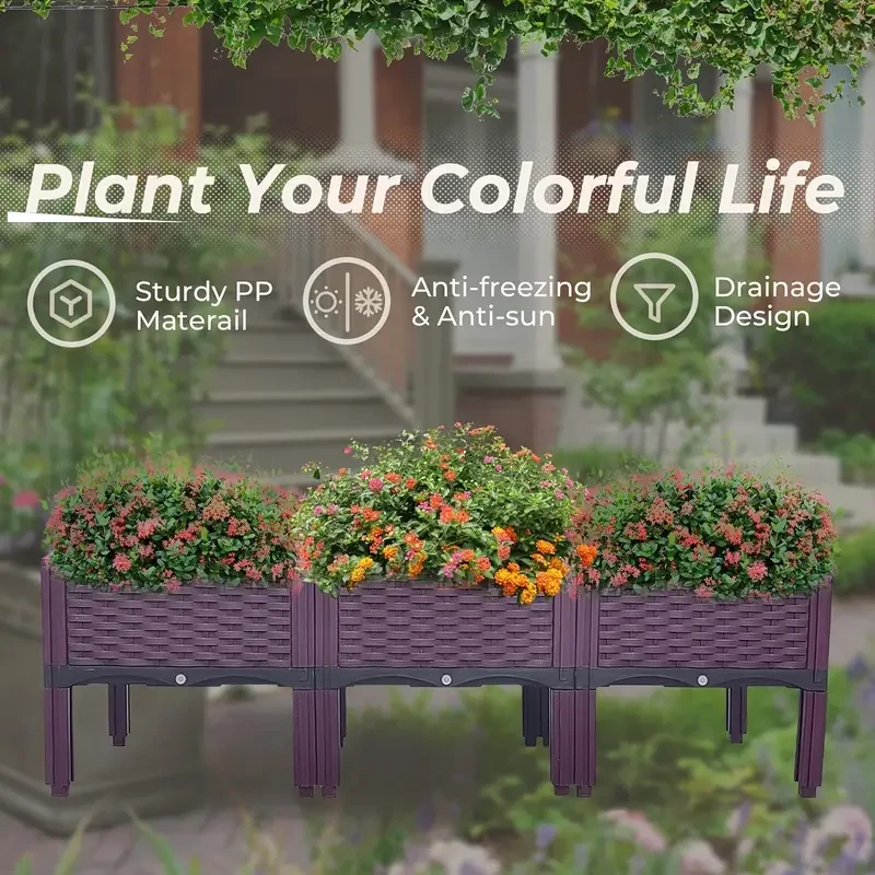 Elevated Garden Bed Kit - Raised Planter Box with Drainage