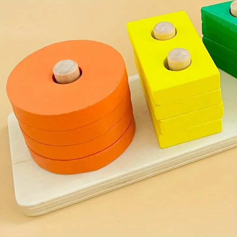 Wooden Stacking & Sorting Toys - Color & Shape Recognition