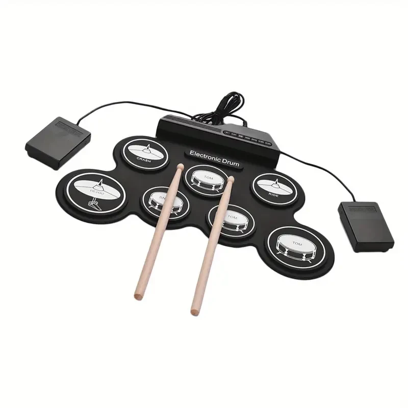 Lixada Compact USB Roll-Up Silicon Drum Set - 7 Drum Pads