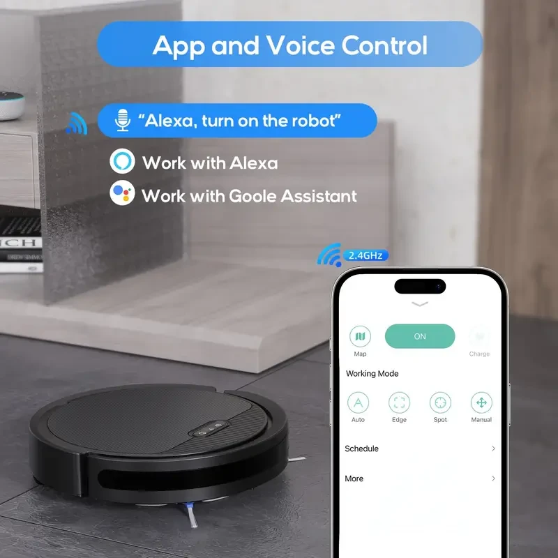 Ultra-Slim Robot Vacuum & Mop Combo - 4000Pa Suction, Wi-Fi Control