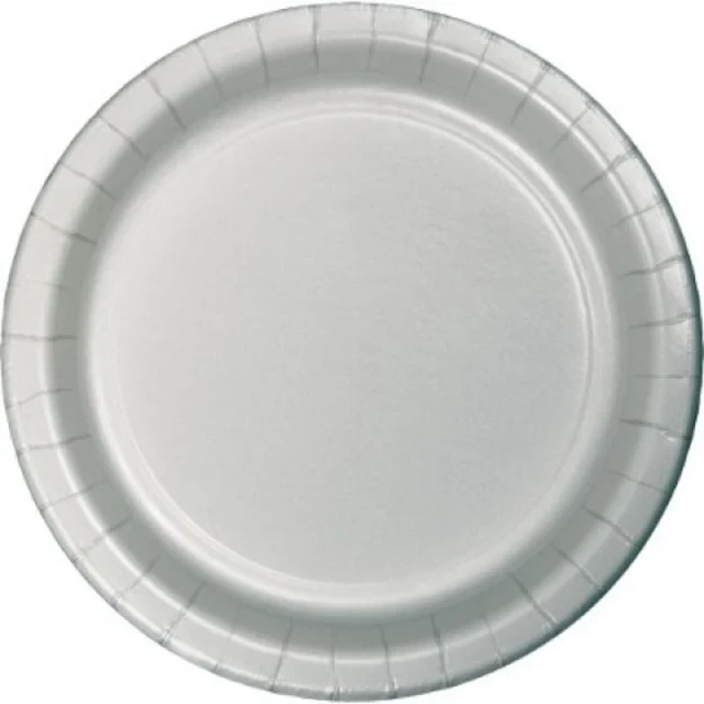 Shimmering Silver Lunch Plates Paper 18cm - Pack of 24