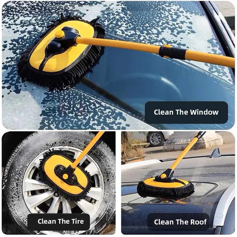 Premium Telescopic Car Wash Mop with Microfiber Chenille Broom