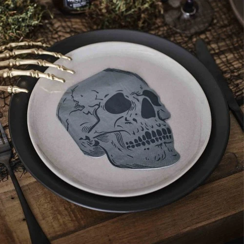 Deadly Soiree Skull Shaped Paper Party Napkins - Pack of 16