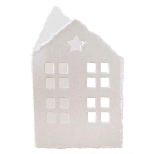 White Christmas Cotton Paper House Place Cards