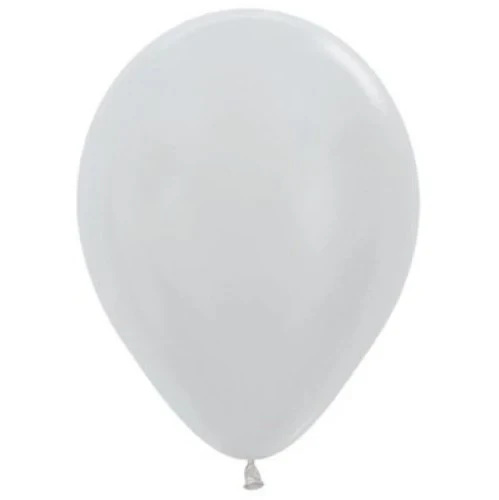 Sempertex 30cm Satin Pearl Silver Latex Balloons - Pack of 50
