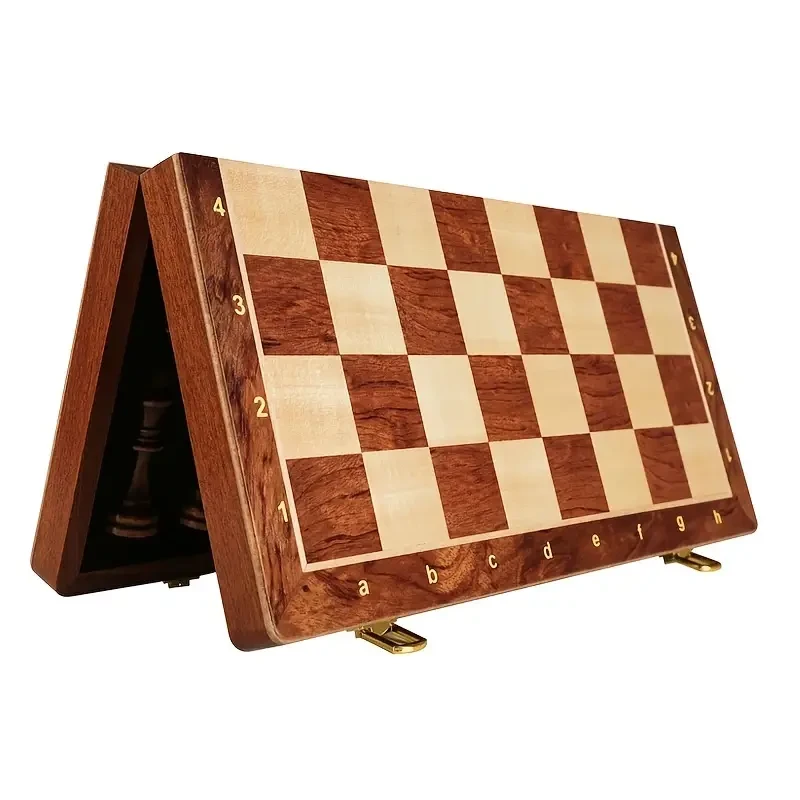 Premium Solid Wood Chess Set - Folding Board with Extra Queens