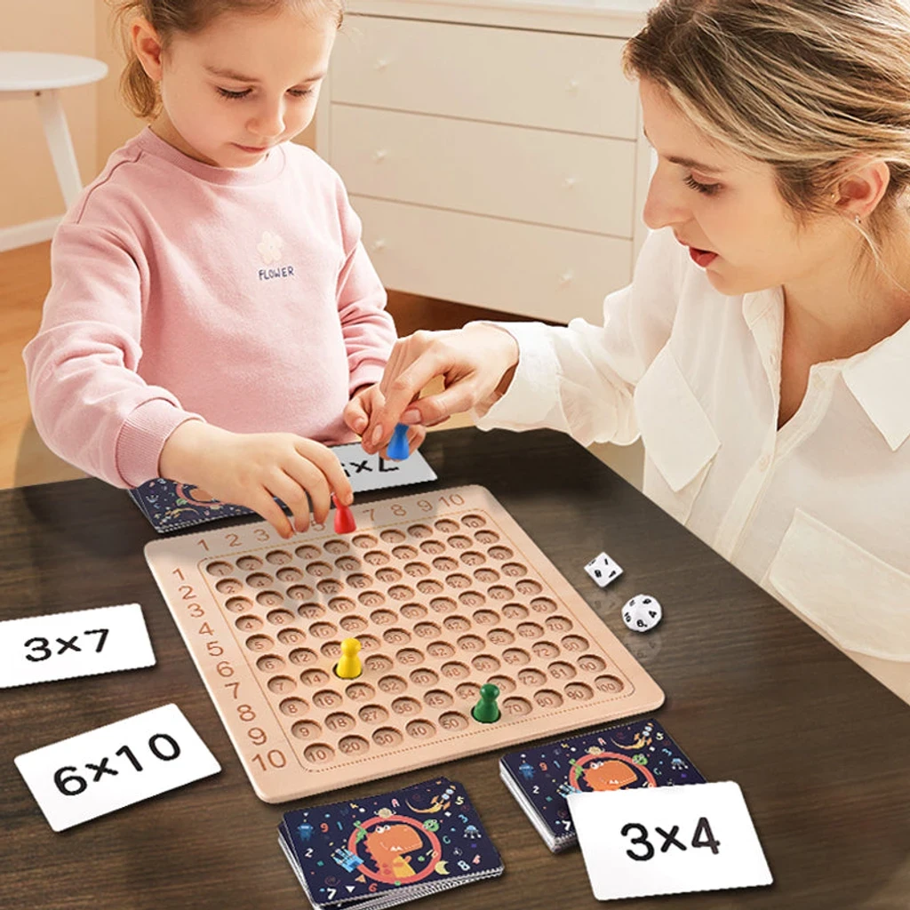 Multiplication Wooden Board Game Kids Learning Educational Toy