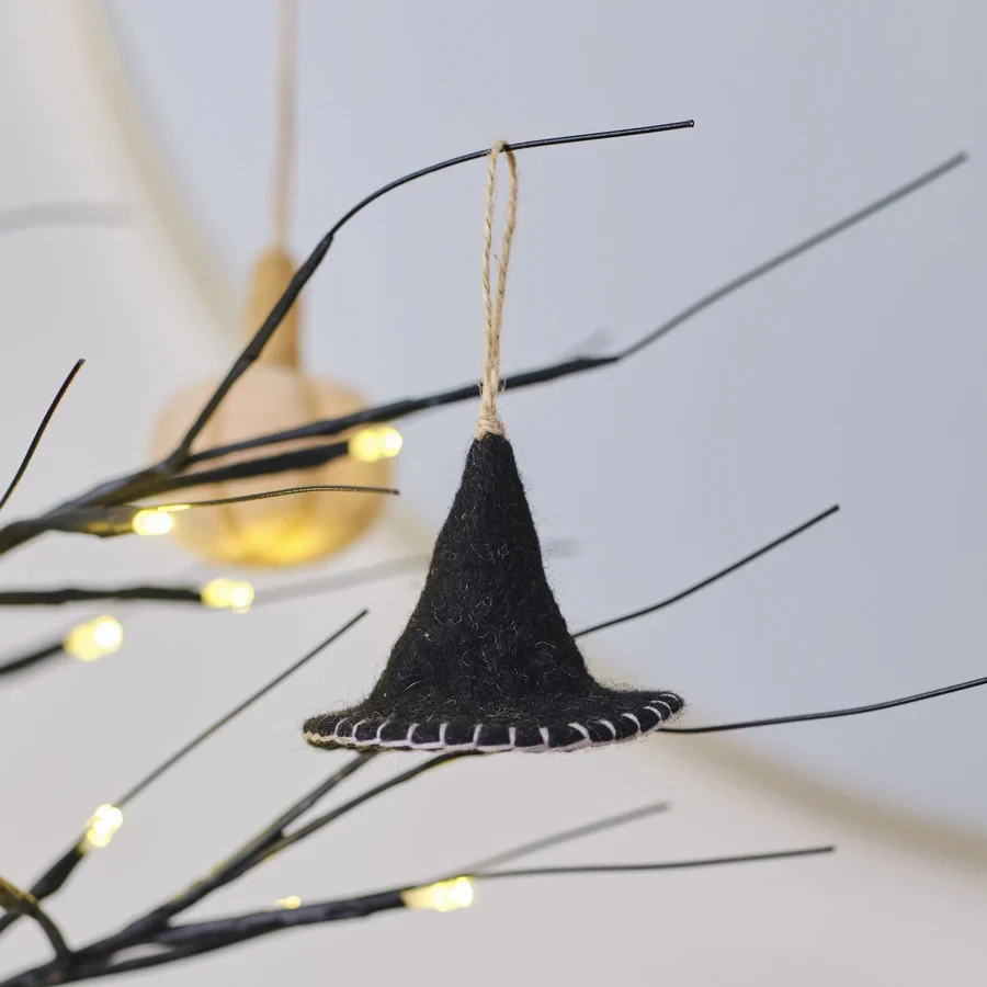 Tree Decoration - Pumpkin Spice Felt Witches Hat
