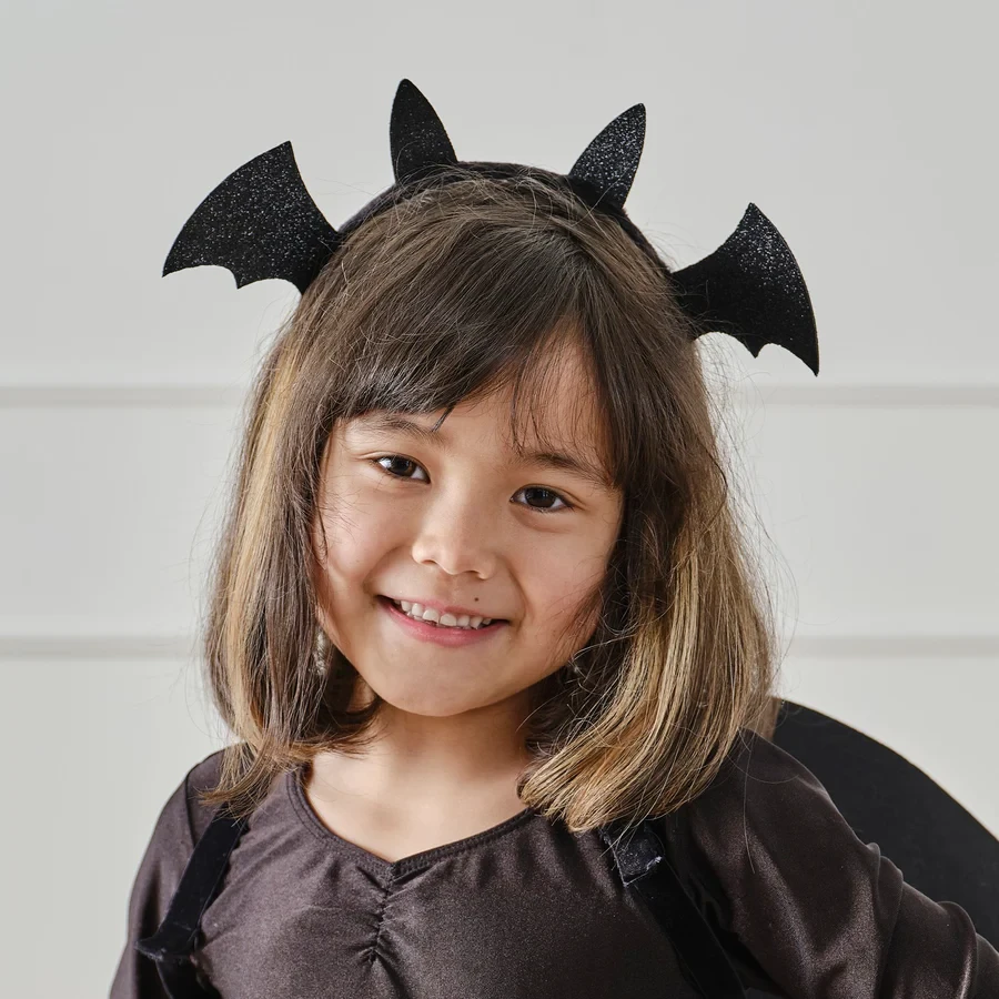 Fancy Dress Headband - Black Sparkle Bat