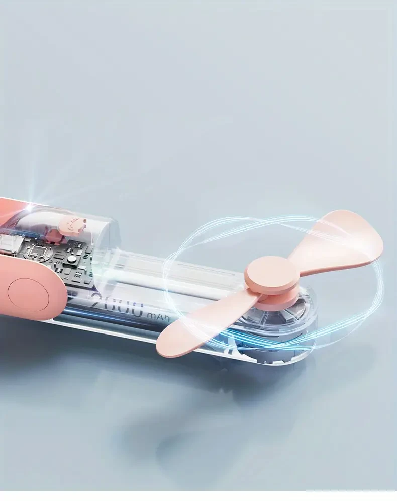 Portable Handheld Fan - Foldable Mini Personal Fan for Women, Travel, Outdoor - USB Rechargeable, Quiet, Compact, Lightweight, Easy to Carry