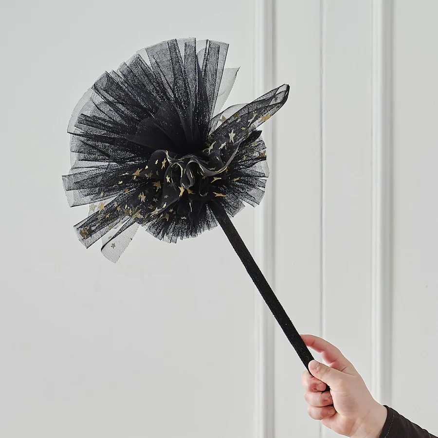 Witches Broom - Fancy Dress Black & Gold Star