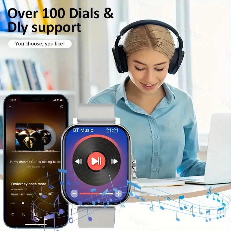 New Smart Watch With Wireless Calling/receiving, Multiple Sports Modes, Camera Control, Message Notification, Borderless Ultra-thin Design, Suitable For Android And IPhone, Unisex As A Gift