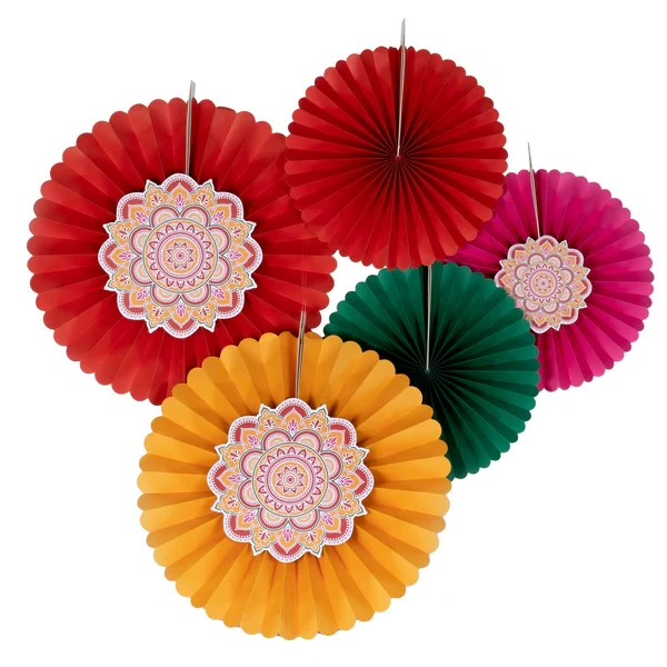 Paper Fan Decorations - Diwali Multi Coloured
