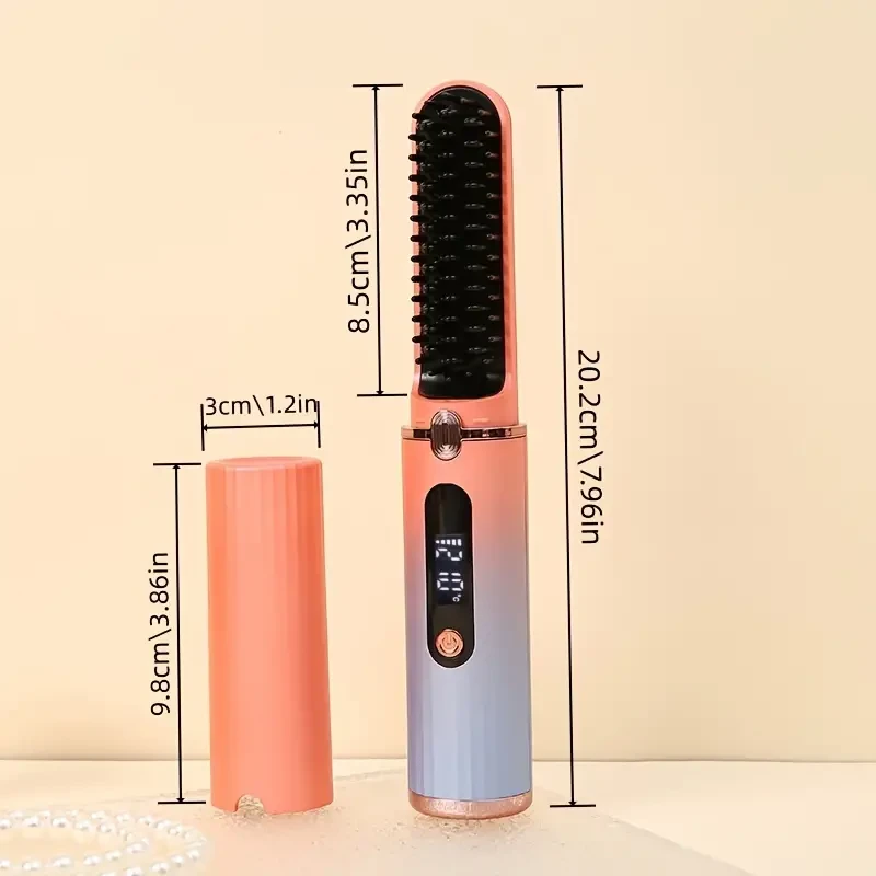 Rechargeable Cordless Hair Straightener Comb With Negative Ion Electric Hair Straightener Comb, 30s Fast Heating, USB Rechargeable, Portable Hair Straightener Brush For Travel Use Unisex
