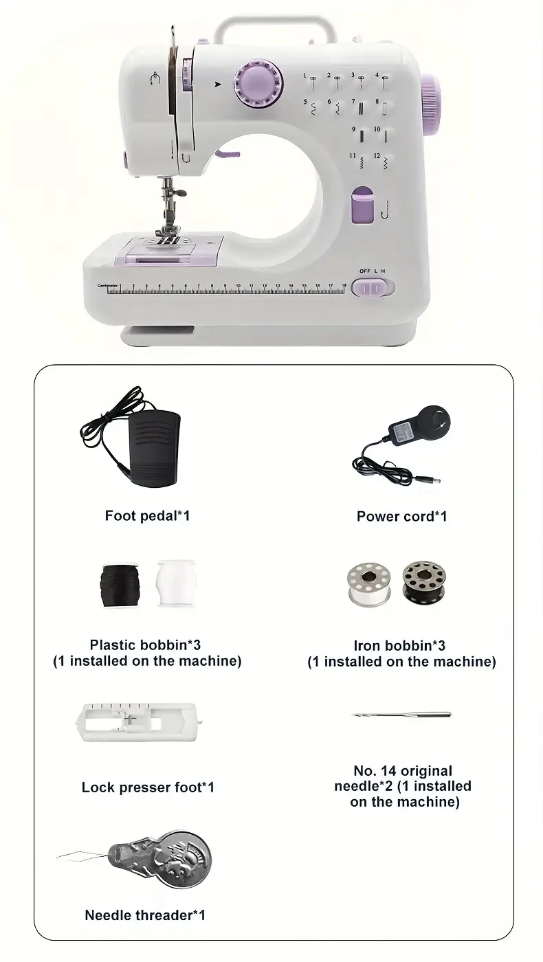 Portable 12-Stitch Sewing Machine