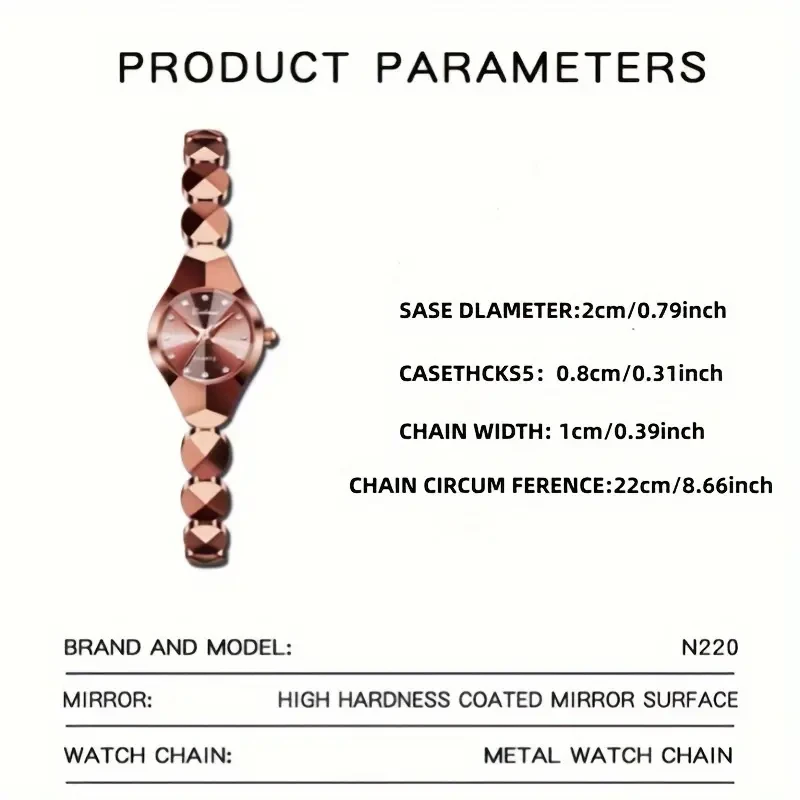 BINBOND Women's Elegant Rose Golden Wristwatch