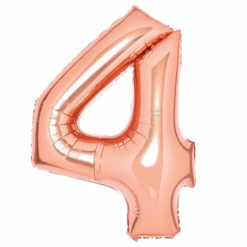 Large Number 4 Rose Gold Foil Balloon 66cm w x 93cm h