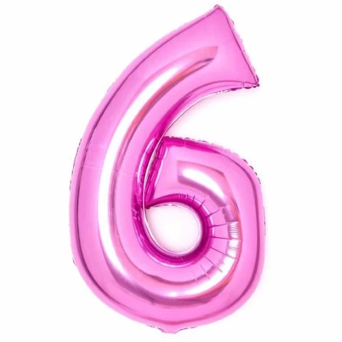 Large Number 6 Pink Foil Balloon 56cm w x 92cm h