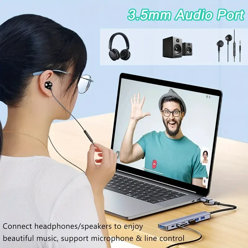 8-in-2 USB-C Hub Adapter with SD/TF Card Reader
