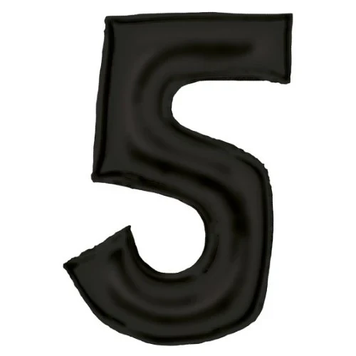 Large Number 5 Silk Lustre Black Foil Balloon 56cm w x 89cm h