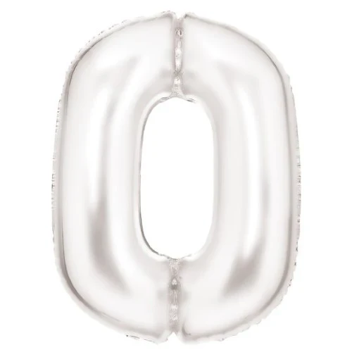 Large Number 0 Silk Lustre White Foil Balloon 64cm w x 90cm h