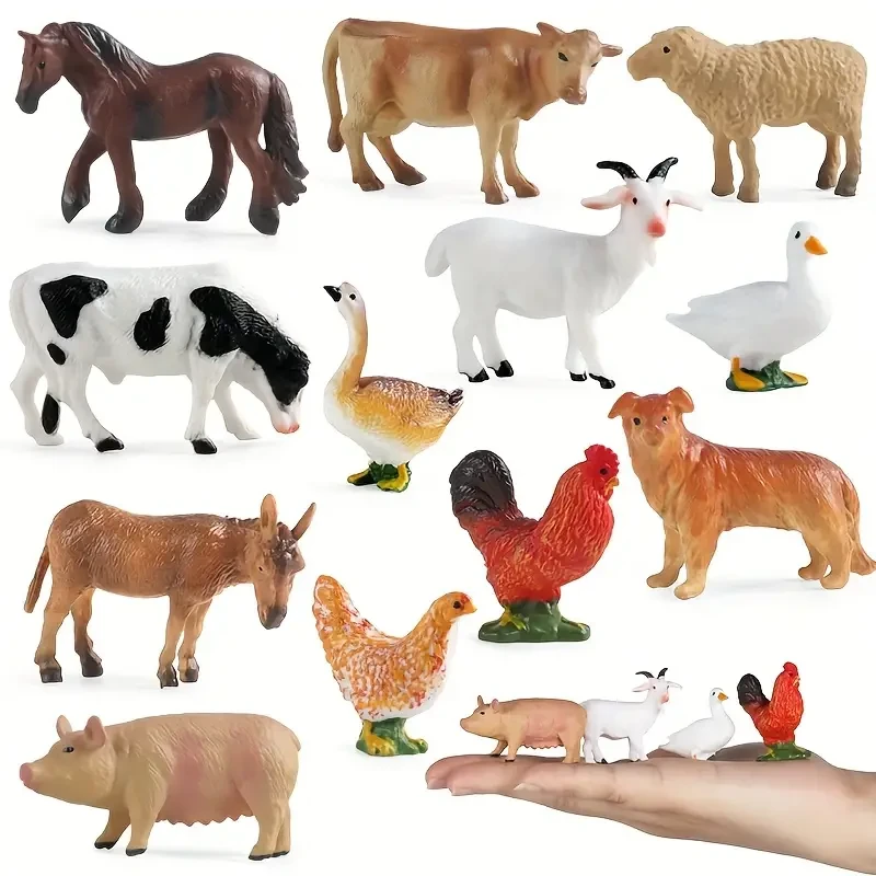 12 PCS Mini Farm Animal Figurines - Educational Toys for Kids