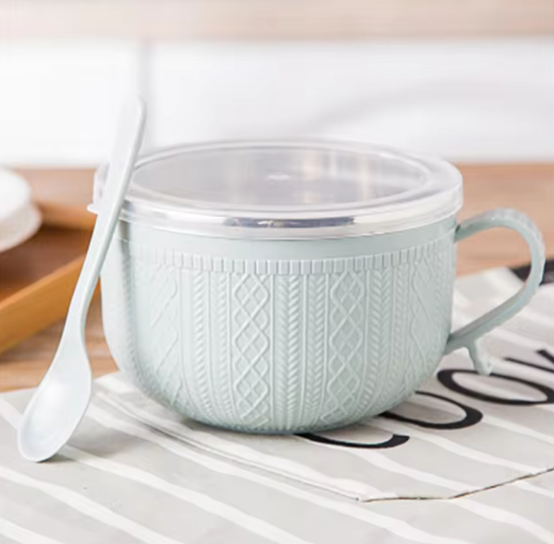 Stainless Steel Double-layer Ramen Noodles Bowl Anti-scalding Instant