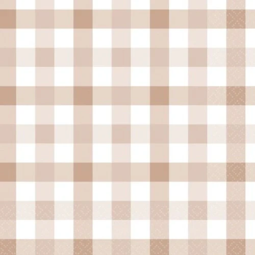 Gingham Lunch Napkin  White Sand - Pack of 16