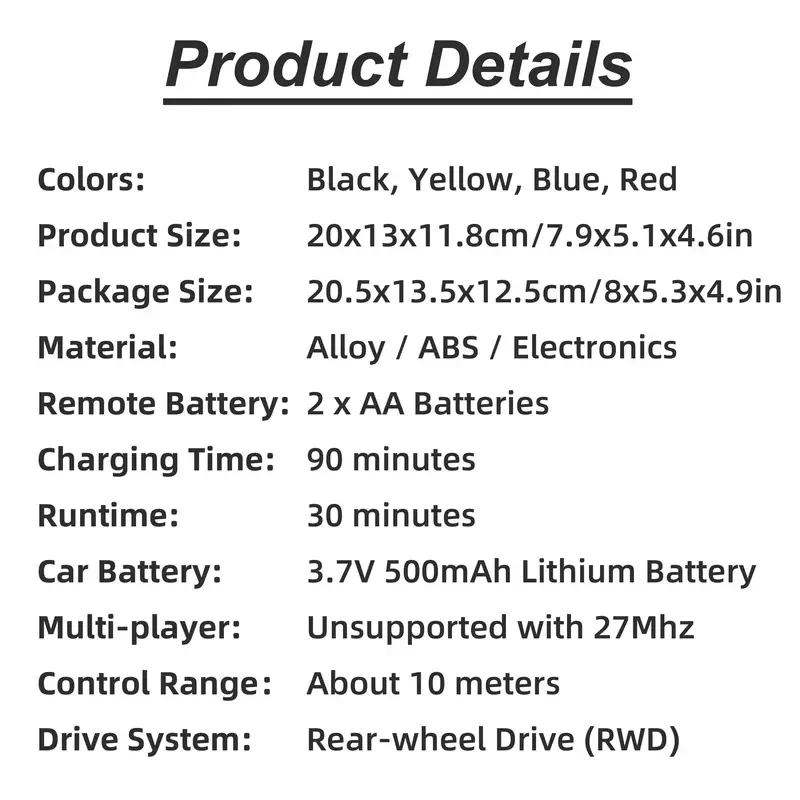 K.K 1:20 Alloy Remote Control Car with Headlight, All Terrain Off-Road Electric RC Toy Car, Christmas, Halloween, Thanksgiving Day Gift